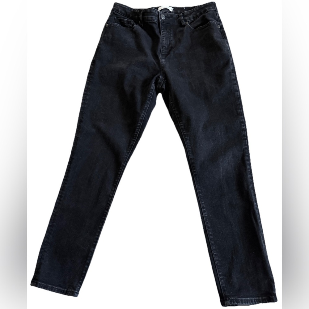 LOFT Mid Rise Washed Black Skinny Cropped Denim Jeans Size 30/10  31x25